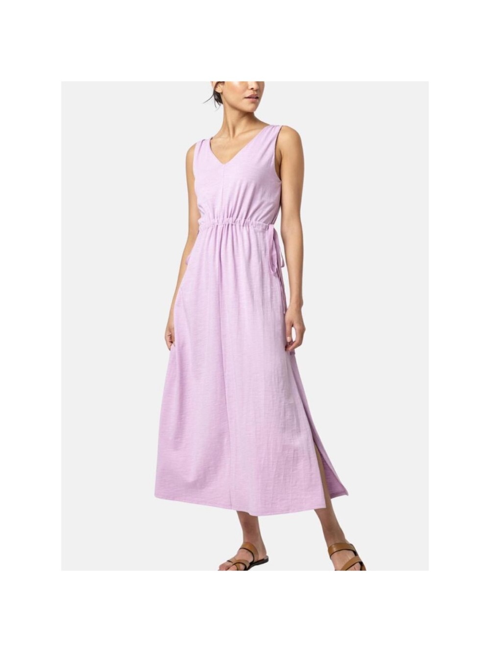 Lilla P drawstring waist - Sleeveless V-Neck Maxi Dress in Lilac